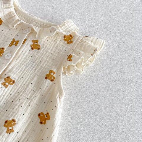 2 Baby Girl Teddy Bear Bodysuit w/ Bonnet Hat