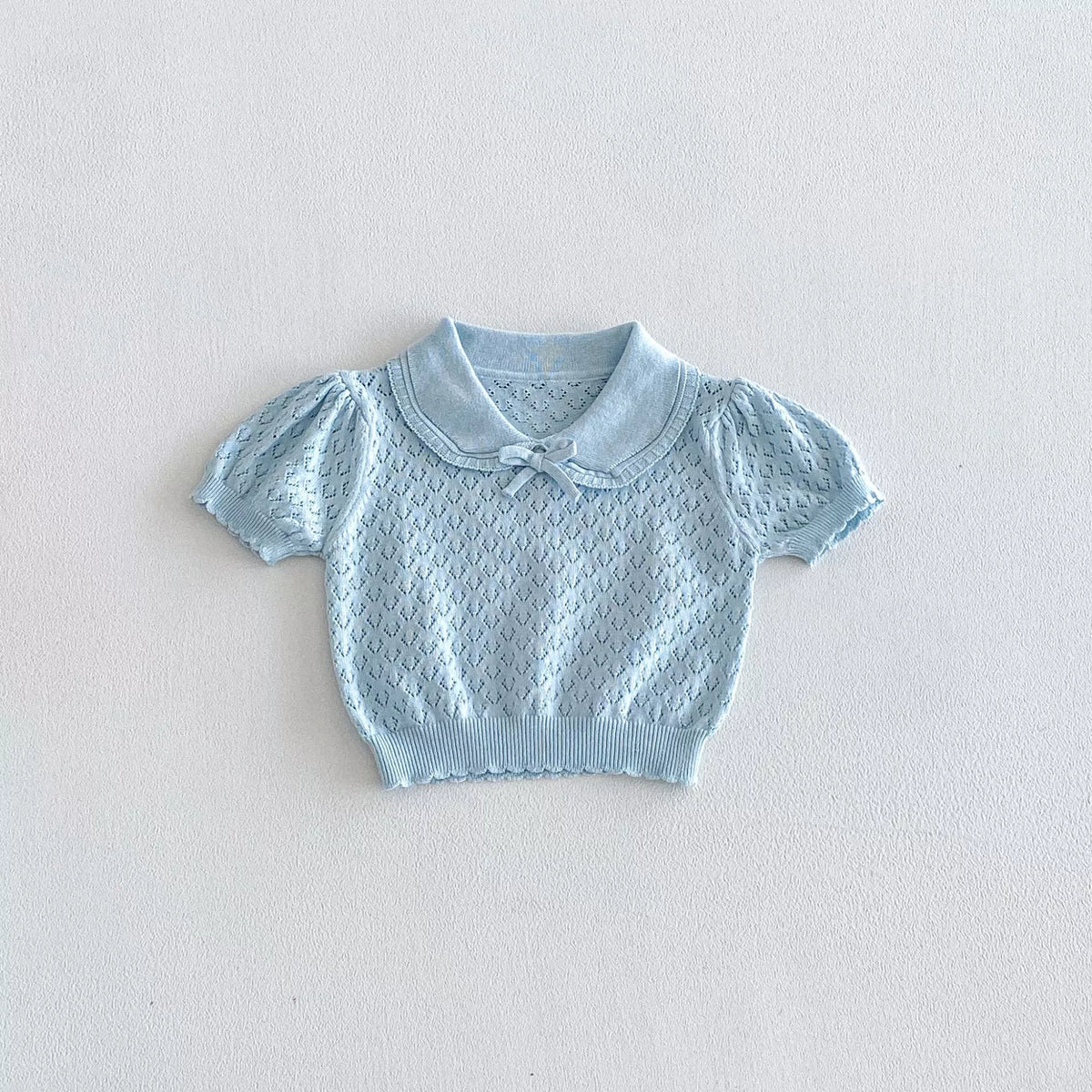 Baby Girl Pointelle Peter Pan Collar Shirt