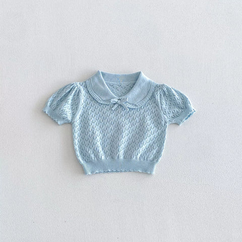 Baby Girl Pointelle Peter Pan Collar Shirt