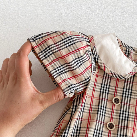 Baby Girl Plaid Peter Pan Collar Bodysuit
