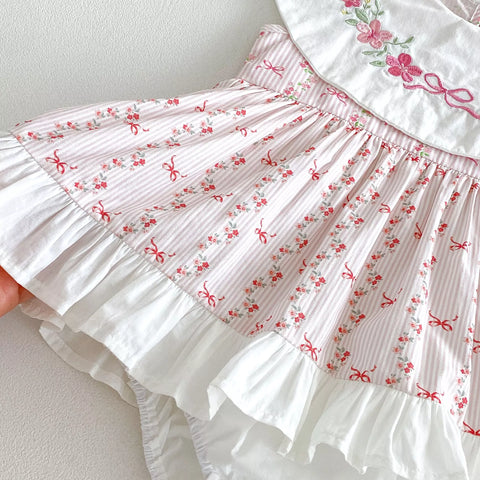Baby Girl Circle Collar Flower Emb Dress