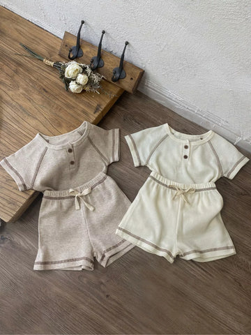 2 Pc Baby Boys Waffle Knit Set