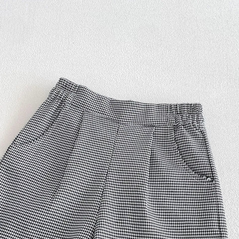 2 Pc Boys Houndstooth Bow Tie Vest Shirt & Shorts Set