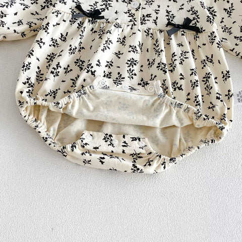 Baby Girl Paisley Print Contrast Collar Long Sleeve Bodysuit