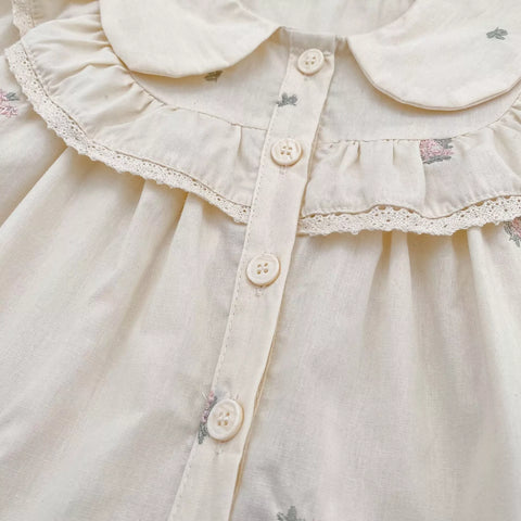 Baby Girl Floral Embroidered Ruffle Collar Blouse