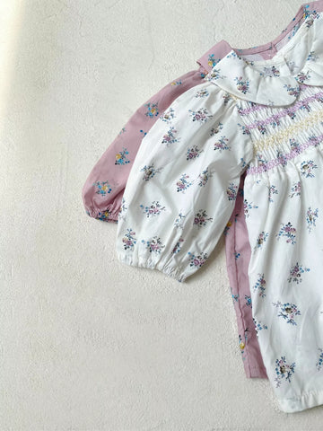 Baby Girl Floral Smocked Peter Pan Collar Dress