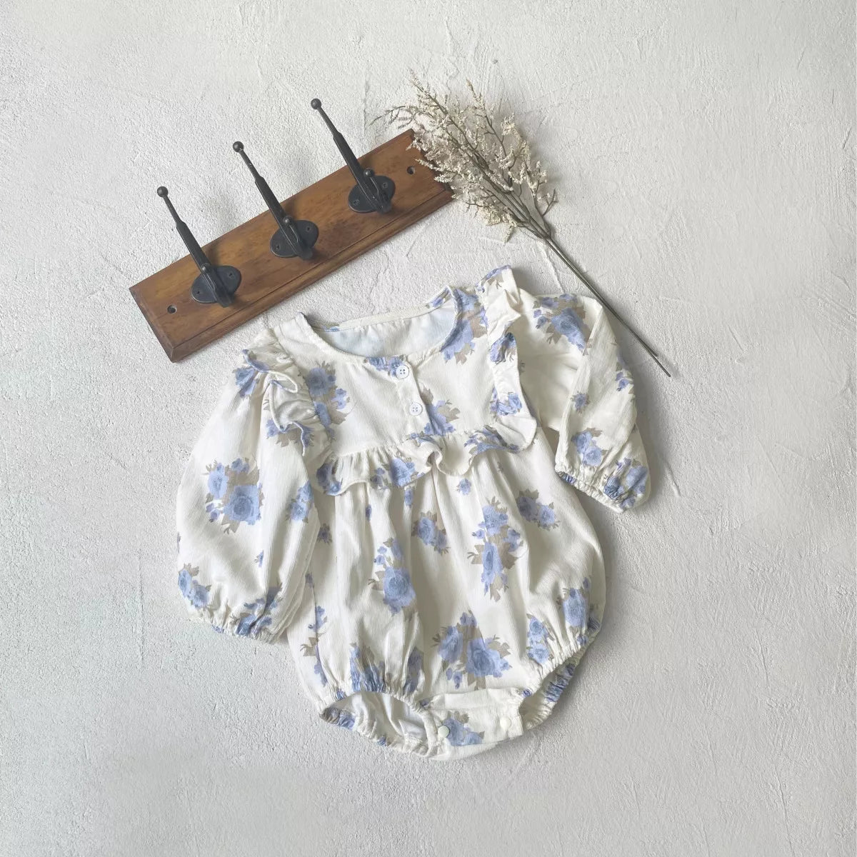 Baby Girl Floral Print Square Bib Bodysuit