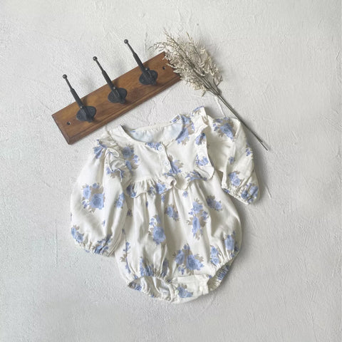 Baby Girl Floral Print Square Bib Bodysuit