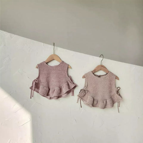 Baby Girl Knit Ruffle Tie Vest