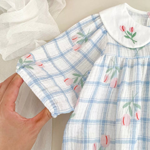 Baby Girl Grid Print Tulip Bodysuit
