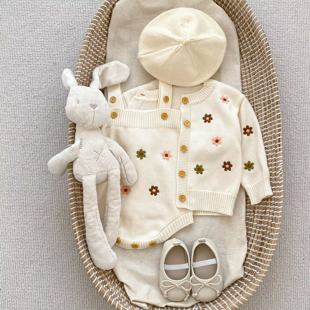 2 Pc Baby Girl Knit Cardigan and Bodysuit Set