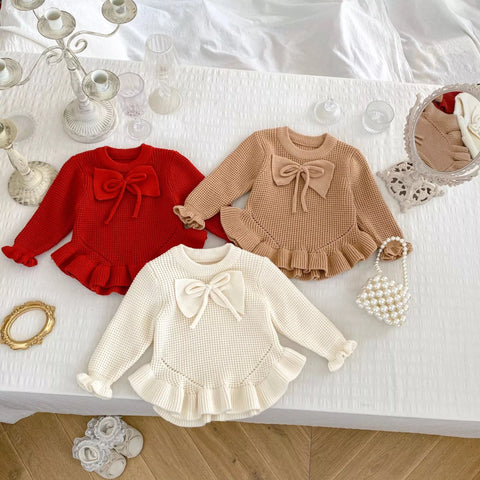 Baby Girl Bowl Ruffle Hem Sweater