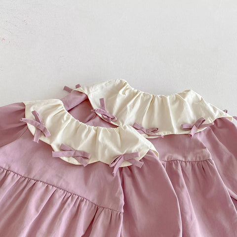 Baby Girls Bow Collar Bodysuit Dress