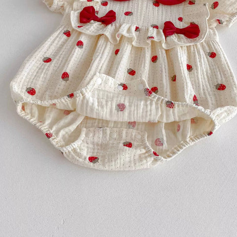 Baby Girl Strawberry Contrast Collar Bodysuit