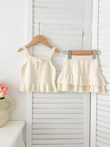 2 Pc Girls Pattern Knit Cami w/ Skirt