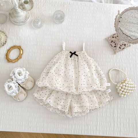 2 Pc Baby Girl Polka Dot Bubble Cami & Shorts Set