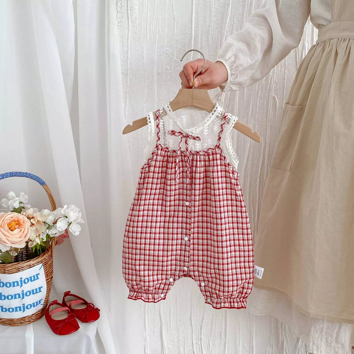 Baby Girl 2 in 1 Gingham Cami Romper