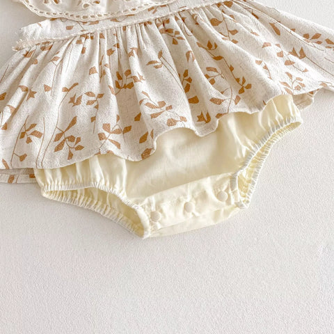 Baby Girl Autumn Leaves Eyelet Collar Dress
