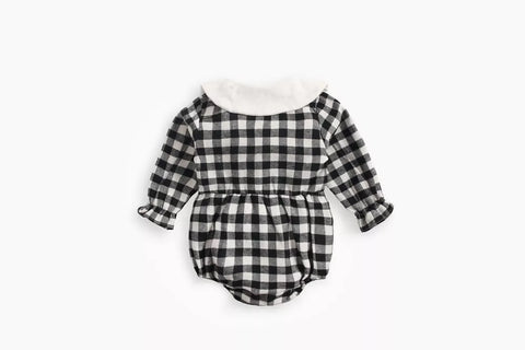 Baby Girl Buffalo Plaid Peter Pan Collar Bodysuit