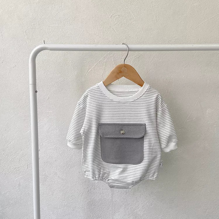 Baby Boy Large Pocket Stripe Bodysuit