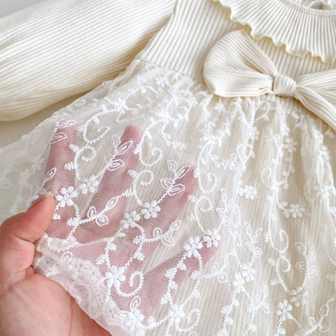 2 pc Baby Girl Spring Lace Overlay Bodysuit Dress