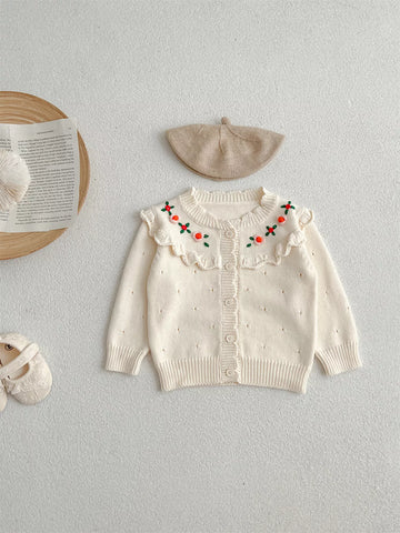 Baby Girl Flower Embroidered Cardigan