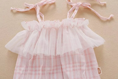 2 Pc Baby Girls Plaid Cami Bodysuit w/ Headband
