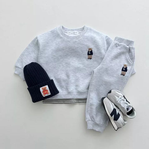 2 Pc Baby Toddler Bear Logo Pullover Sweatsuit