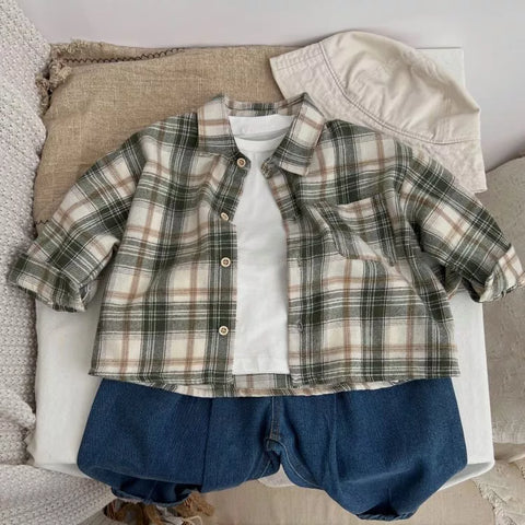 Boys Plaid Print Flannel Shirt