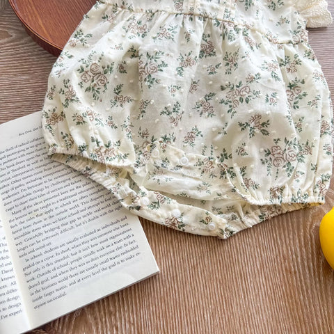 Baby Girl Lace Ruffle Mini Floral Print Bodysuit