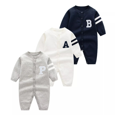 Baby Boy Varsity Letterman Knit Romper