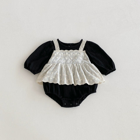 Baby Girl 2 in 1 Lace Overlay Cotton Bodysuit