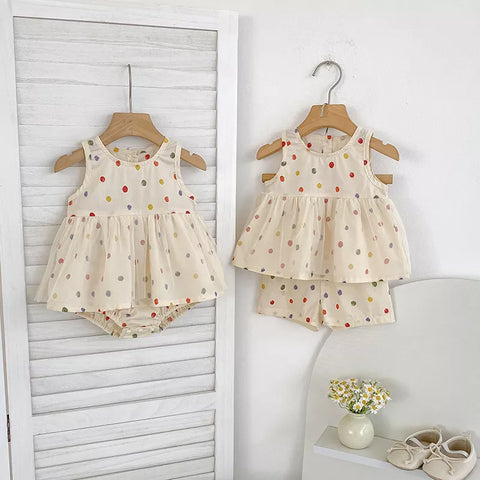 Baby Girls Polka Dot Bodysuit Shorts Set