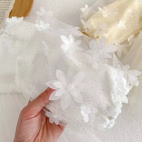 Baby Girl Flower Sleeve Mesh Skirt Dress