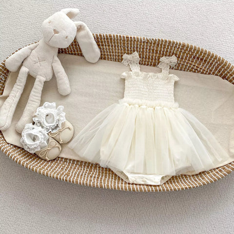 Baby Girl Smocked Tulle Skirt Bodysuit Dress