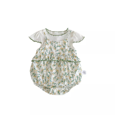 2 Pc Baby Girls Wheat Print Bodysuit w/ RIbbed Tee