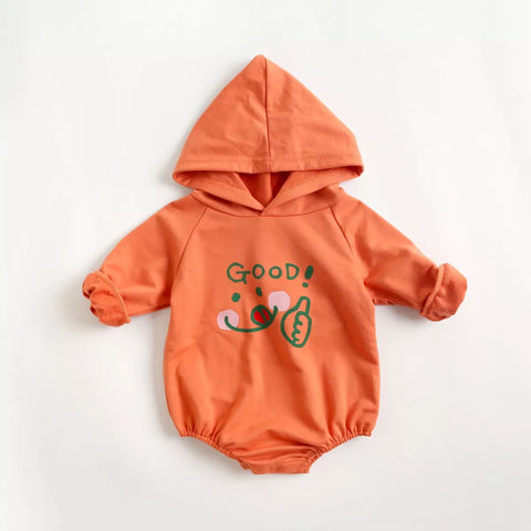 Baby Girl Smile Print Hoodie Bodysuit