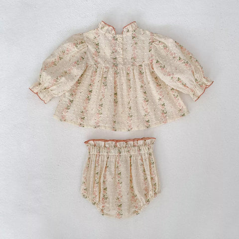 Baby Girl Flower Vine Long Sleeve Shirt & Shorts Set