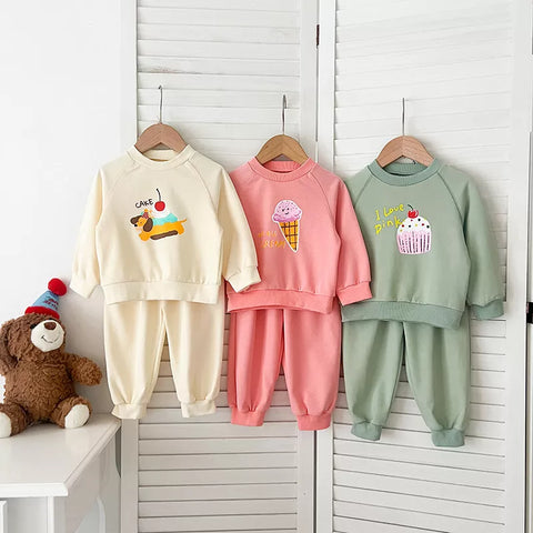 2 Pc Unisex Baby Toddler Dessert Print Sweat Suit