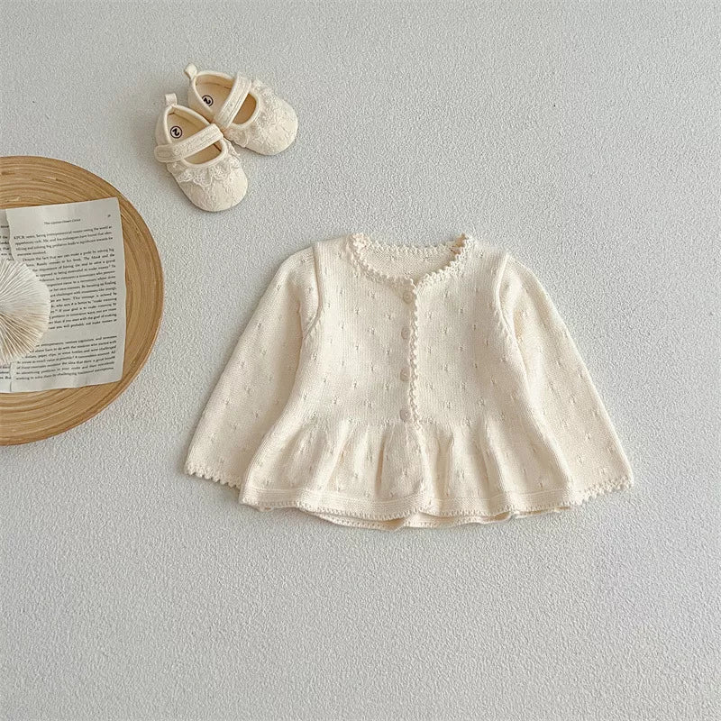 Baby Girl Pointelle Flare Hem Cardigan