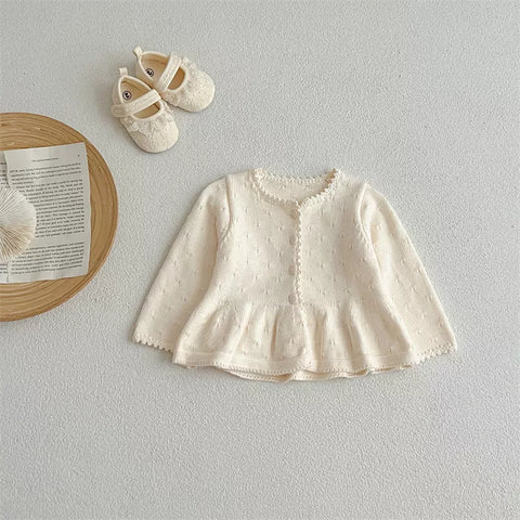 Baby Girl Pointelle Flare Hem Cardigan