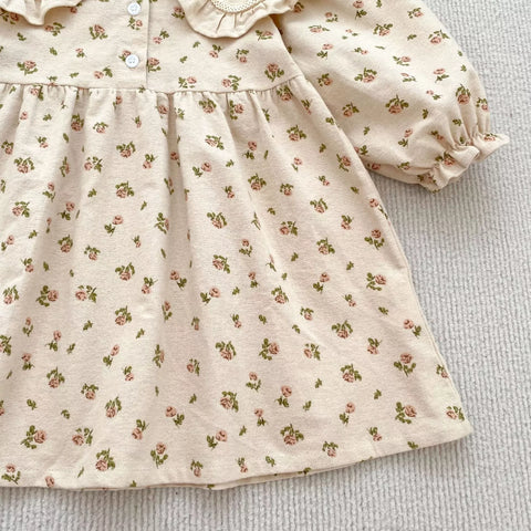 Girls Vintage Floral Ruffle Collar Bodysuit or Dress