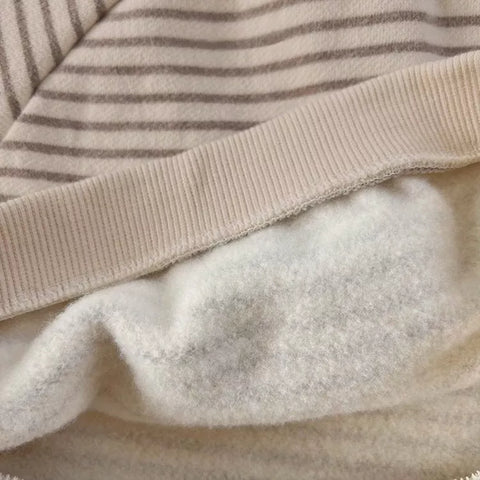 2 Pc Baby Boy Mock Neck Stripe Fleece Sweatshirt & Bloomer Set