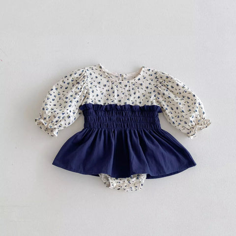 Baby Girls Ditsy Floral Smocked Waist Bodysuit Dress