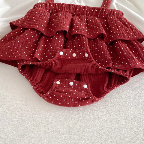 2 in 1 Baby Girl Polka Dot Layered Skirt Dress