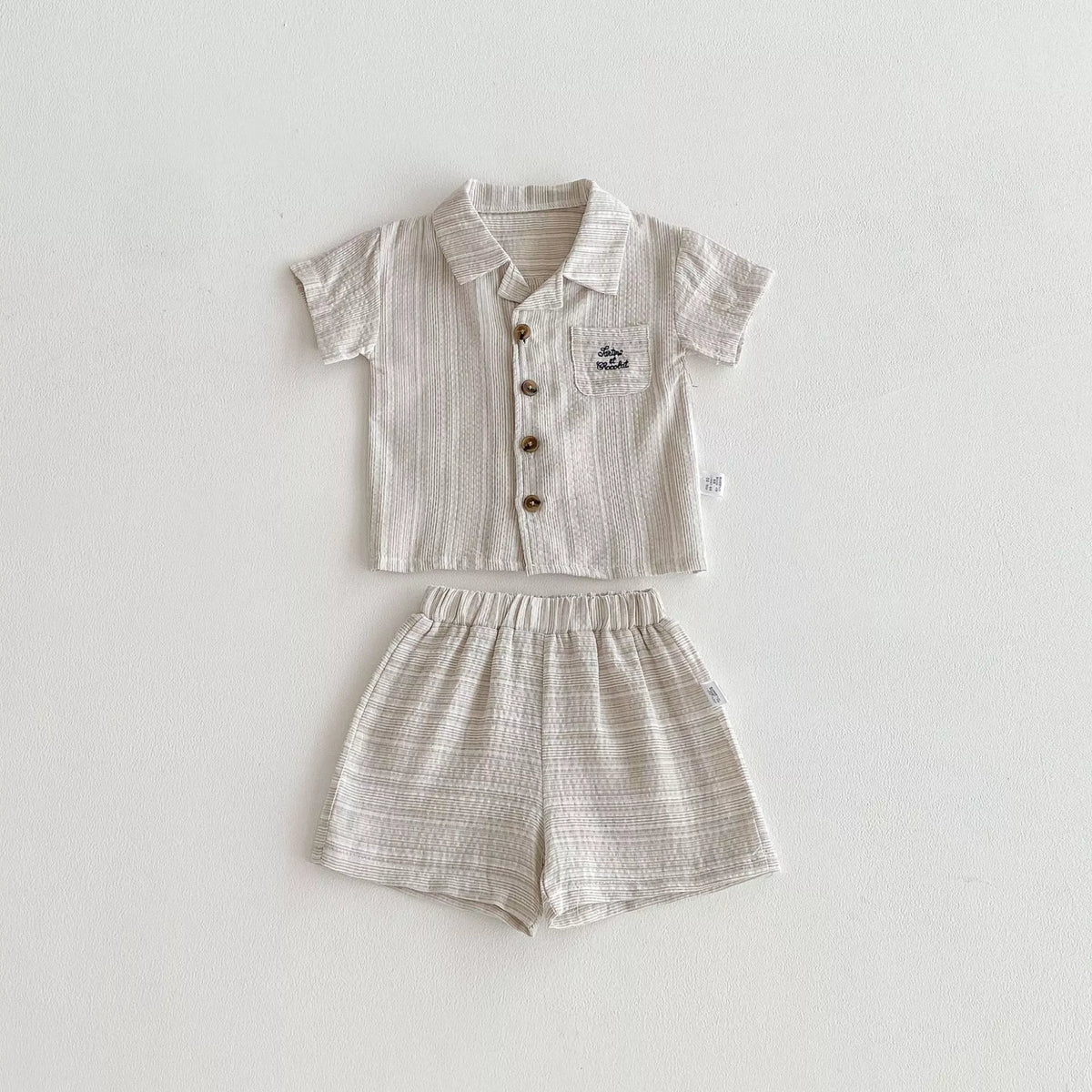 Baby Boy Stripe Vacay Button Shirt & Shorts Set