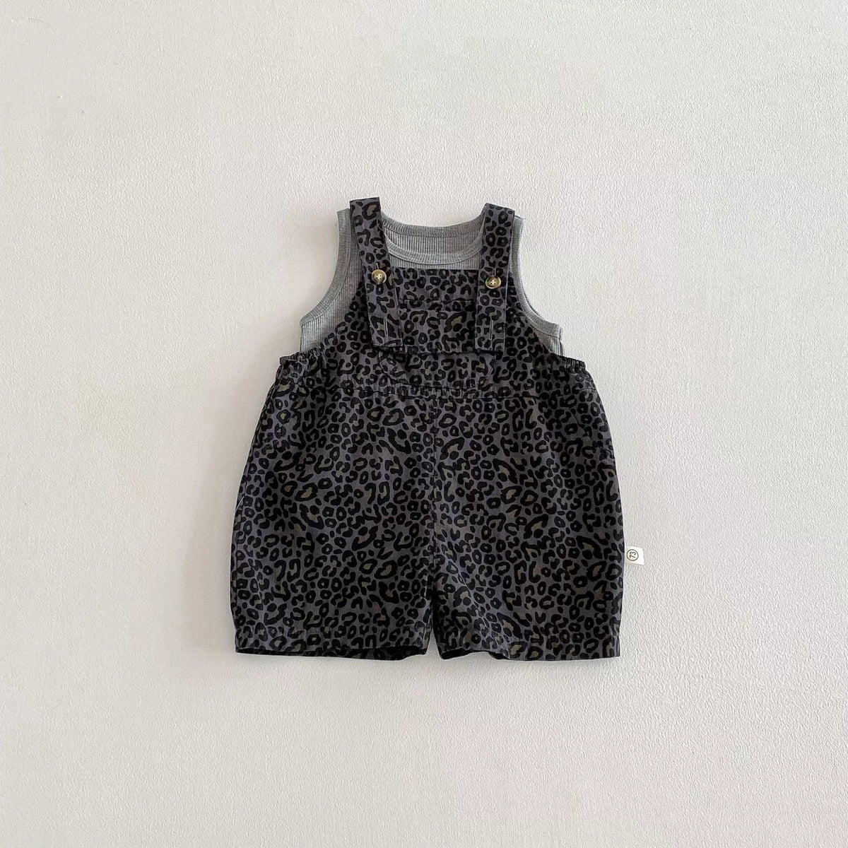 2 Pc Unisex Leopard Overall & Tank Top Set