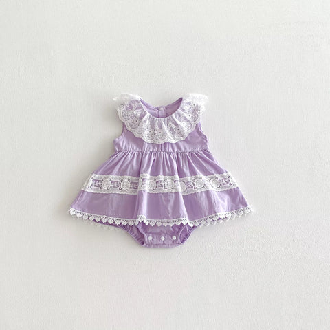 Baby Girl Lace Ruffle Collar Trim Dress