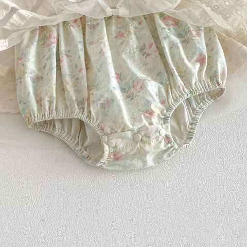 Baby Girl Watercolor Floral Sheer Skirting Dress