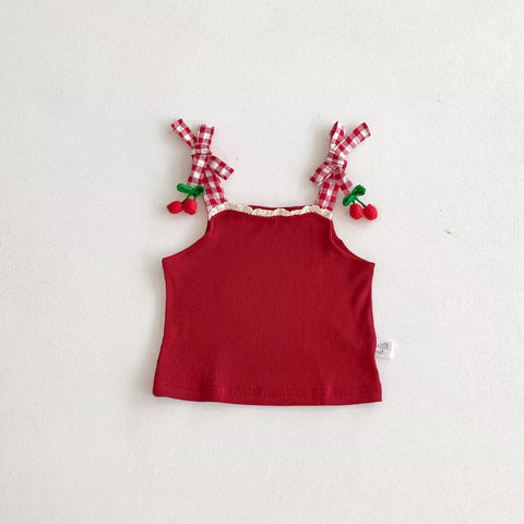 Girls Cherry Tank Top and Cotton Skirt Set